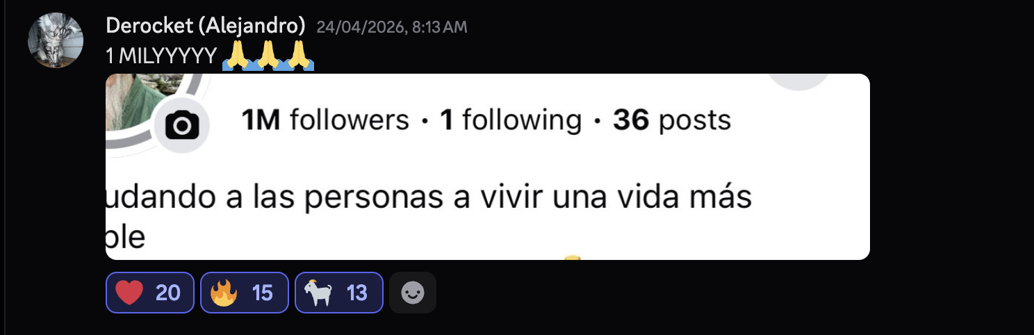 Account reaching 1M followers