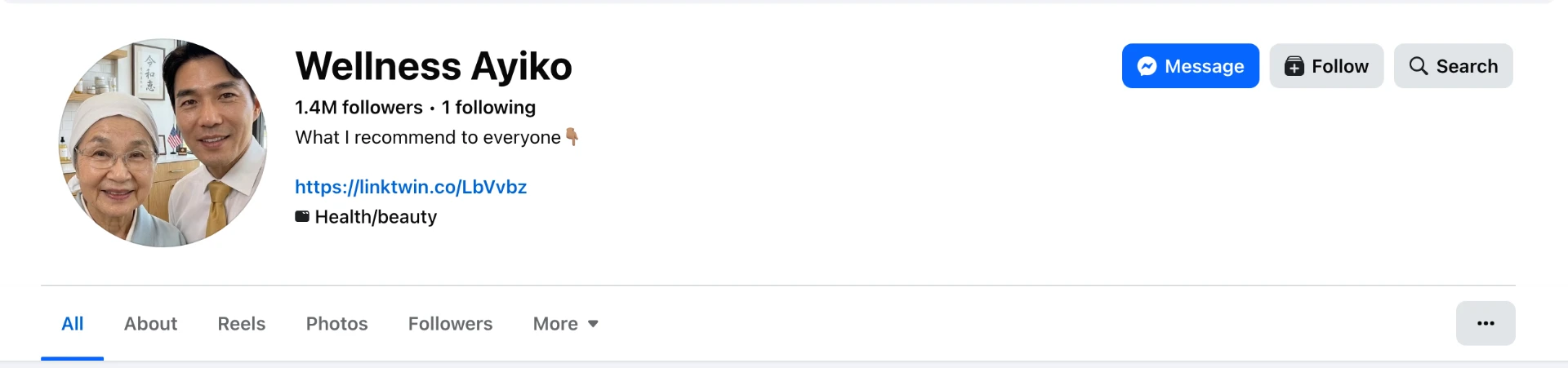 Facebook page with 1.4M followers