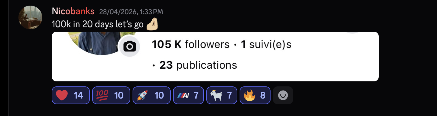 Account reaching 105K followers in 20 days